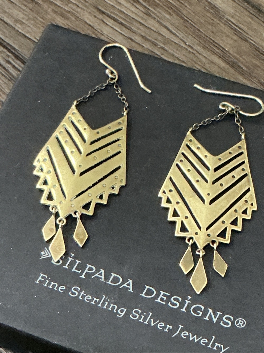 Silpada Brass Chevron Drop Earrings